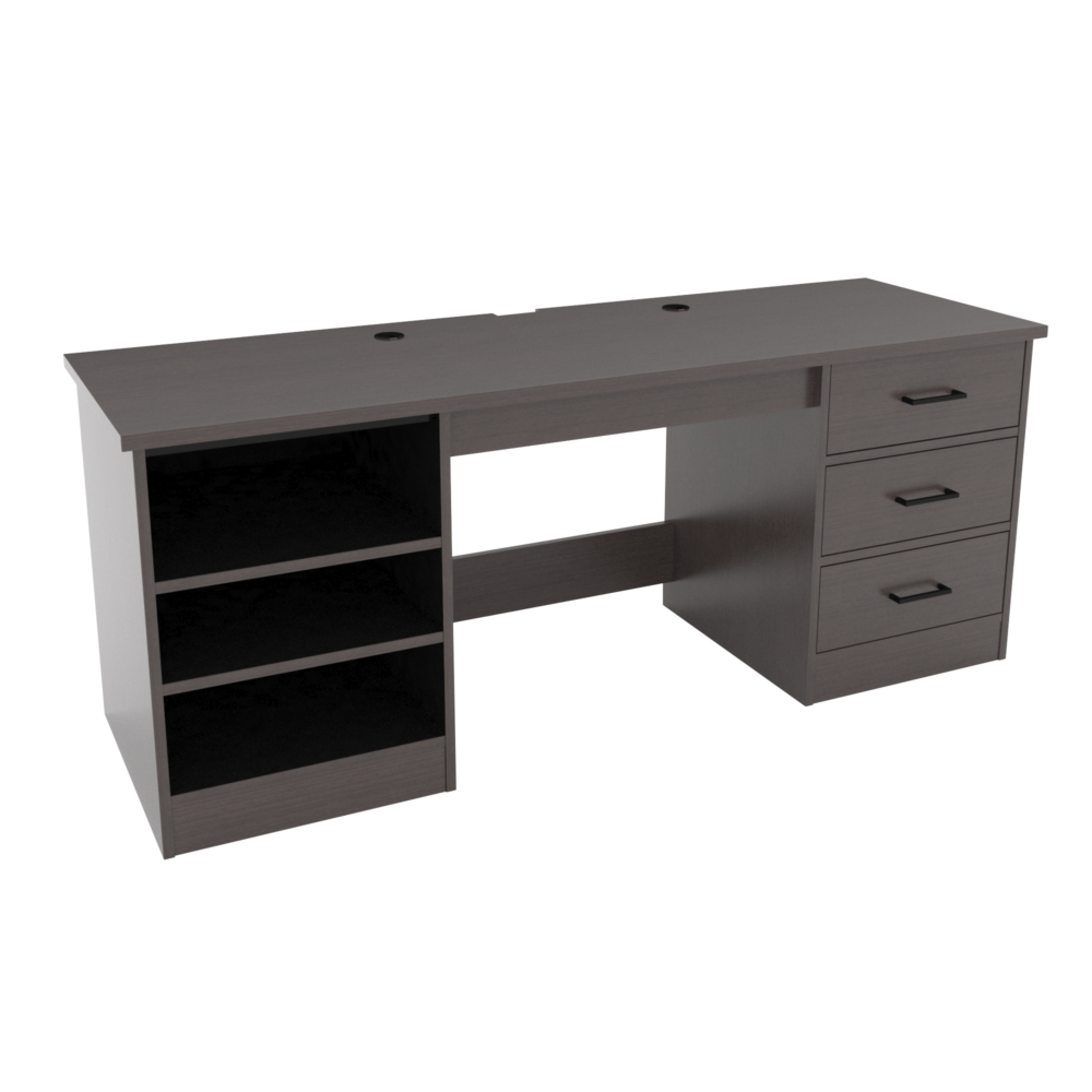 74w Desk w L Shelves & R Drawers